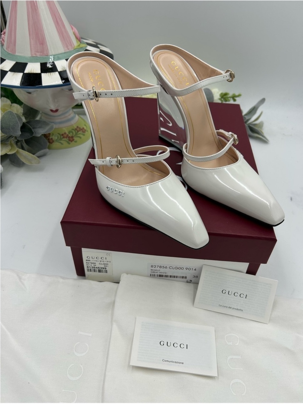 Women’s Gucci Christy patent leather wedge mule size 38 made in Italy - Picture 2 of 11